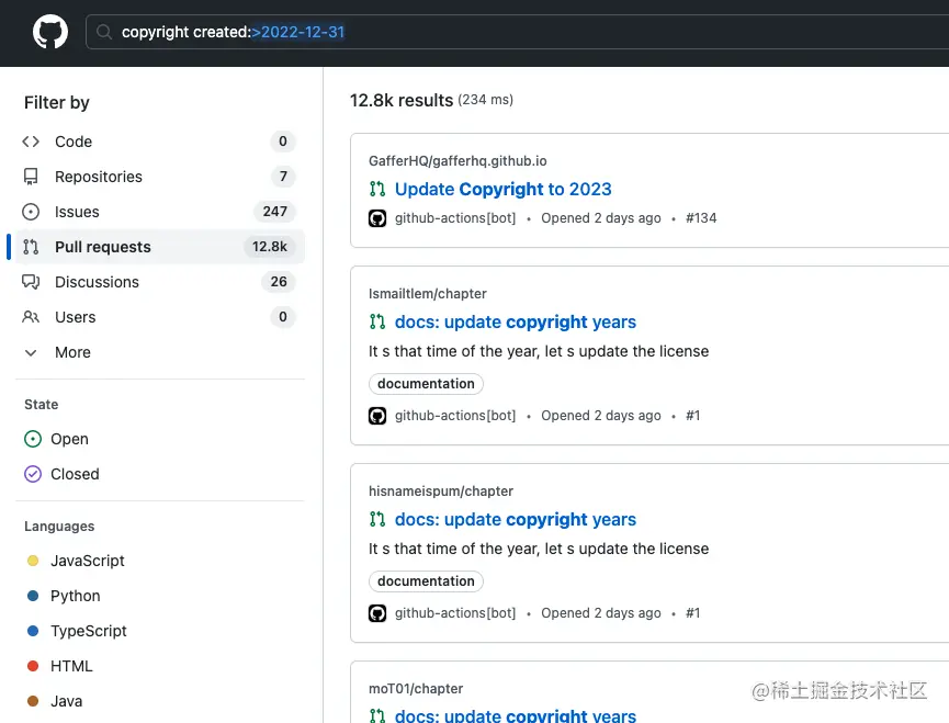 https://github.com/search?l=&q=copyright+created%3A%3E2022-12-31&type=issues