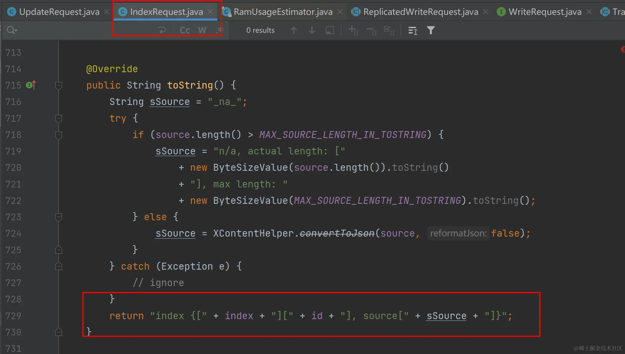 elasticsearch源码，从IndexRequest.java的toString方法