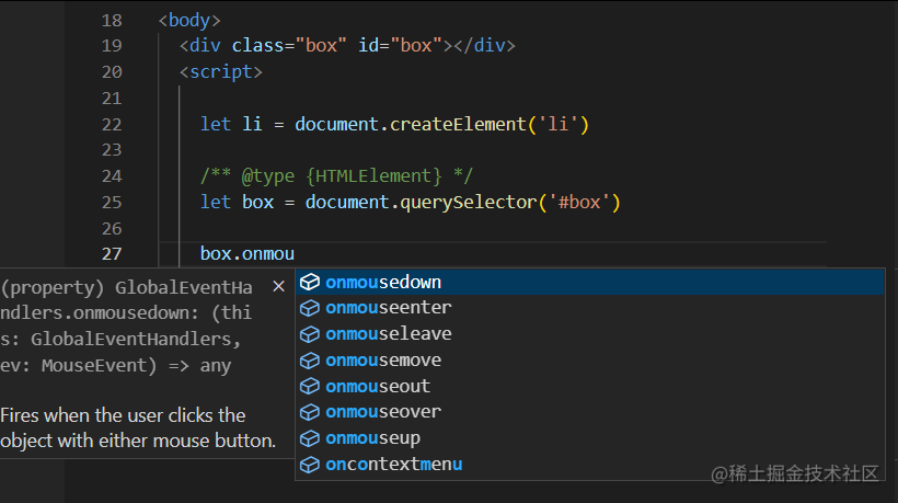 Document.querySelector 语法提示问题 - 掘金