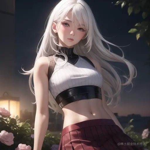 00003-323750173-realistic,_1girl,_white_hair,_purple_eyes,_glowing_eyes,_crop_top,_skirt,_parted_lips,_blush,_night,_flowers,_sun,_sunlight,,_ma.png