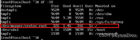 centos7 虚拟机系统磁盘扩容-小白菜博客