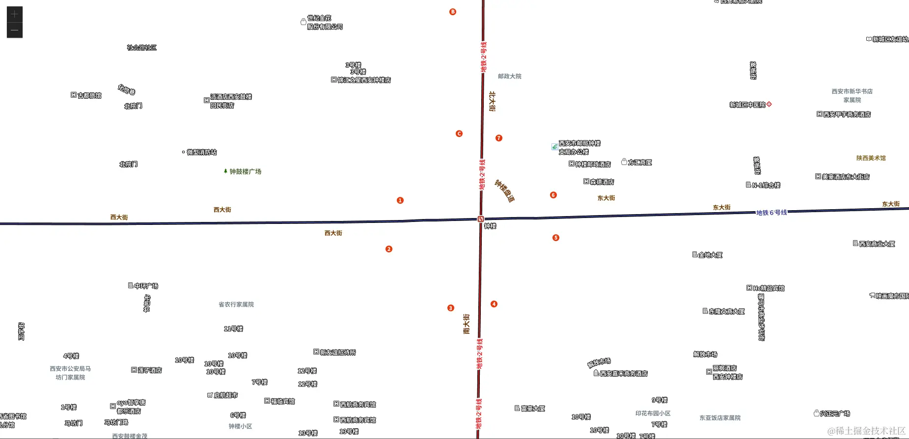 西安钟楼标注图