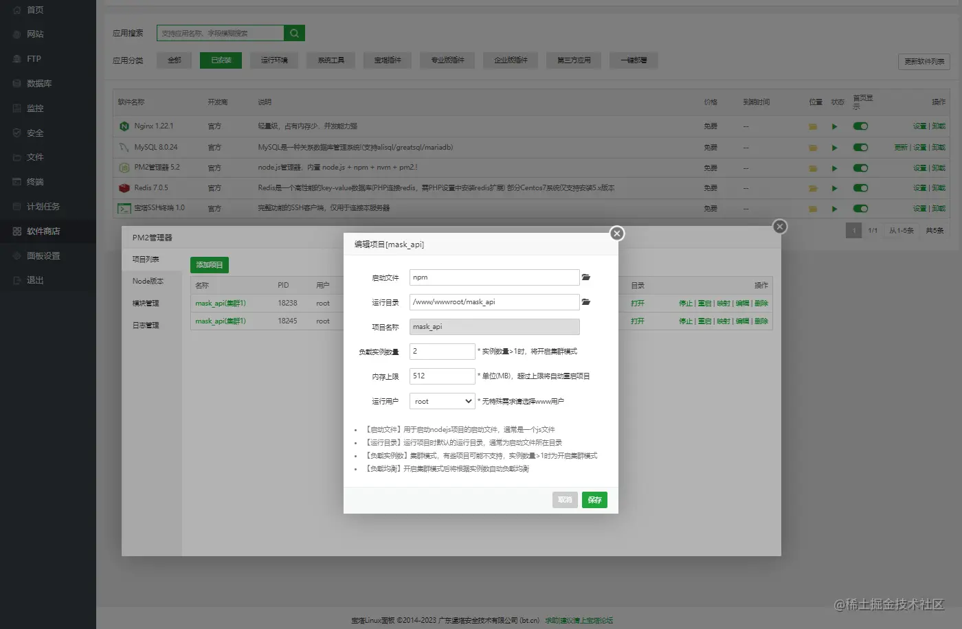 PM2管理器添加项目-npm
