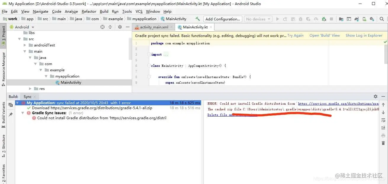 Androidstudio could not install gradle distribution from https