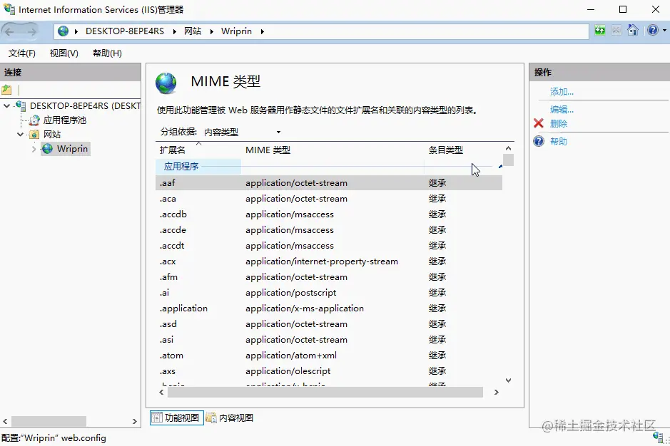 ComNet9-1-3-IIS删除mime-exe类型.gif