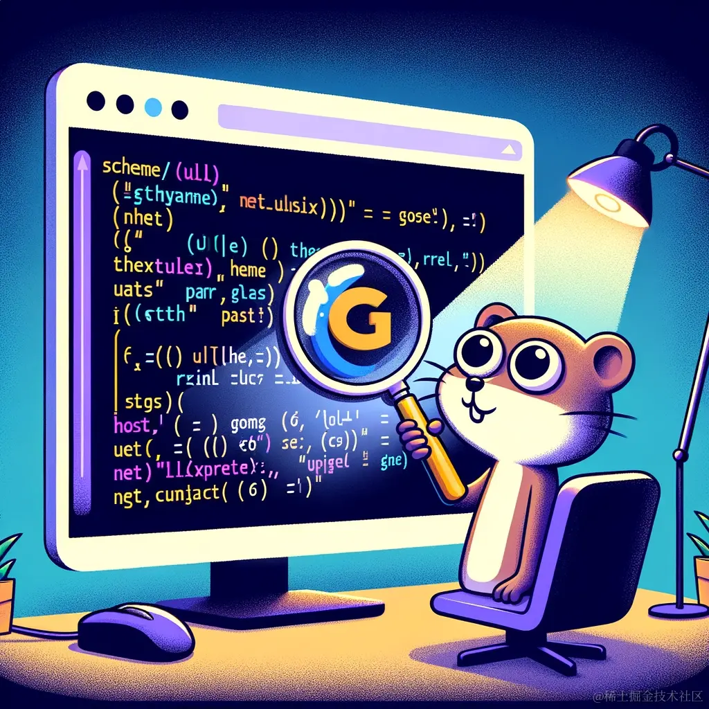 DALL·E 2024-01-17 21.28.33 - An illustration showing the process of URL parsing and manipulation in Go programming. The image features a computer screen with Go code snippets demo.png