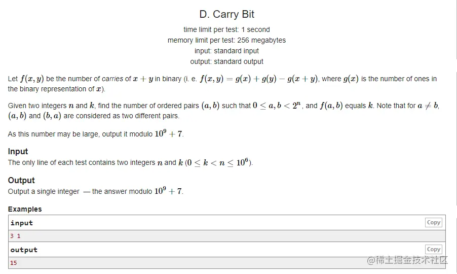 【Codeforces】Pinely Round 1 (Div. 1 + Div. 2) D. Carry Bit | 组合数 - 掘金