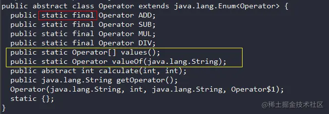 枚举-javap Operator.class