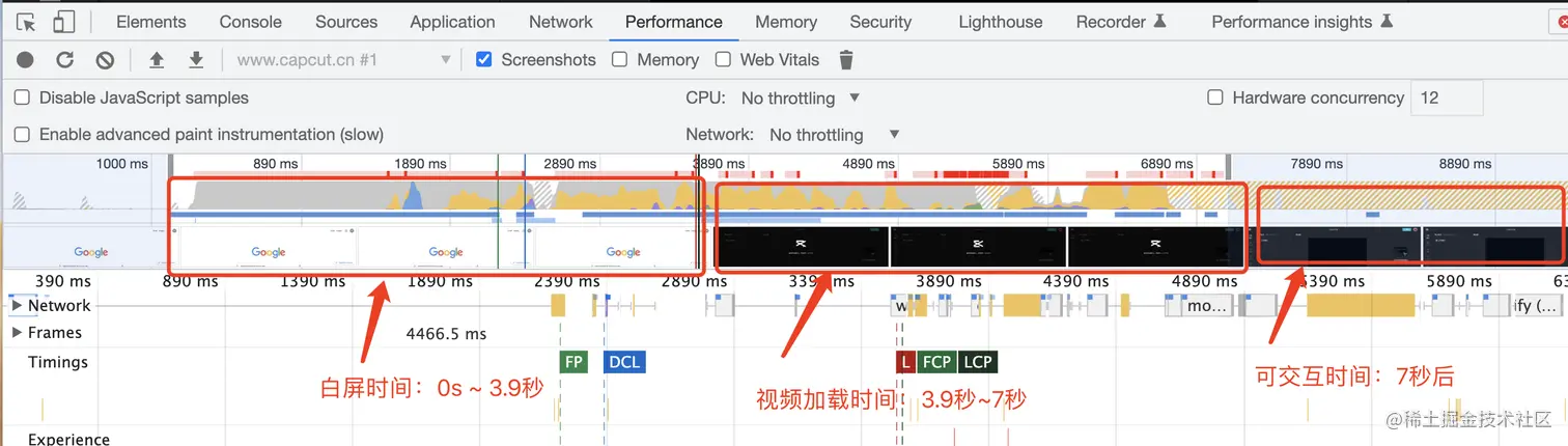 剪映编辑页Performance阶段