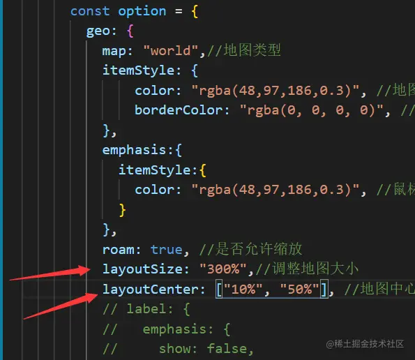 地图大小及位置调整