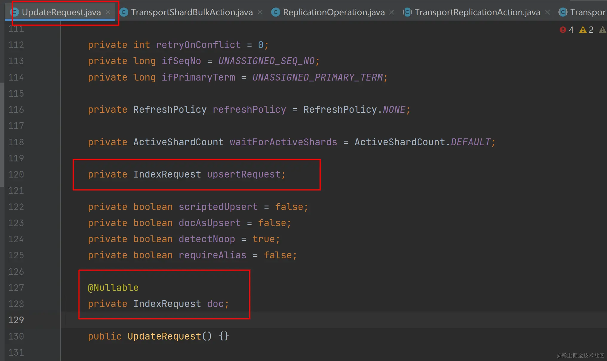 elasticsearch源码的 UpdateRequest.java类