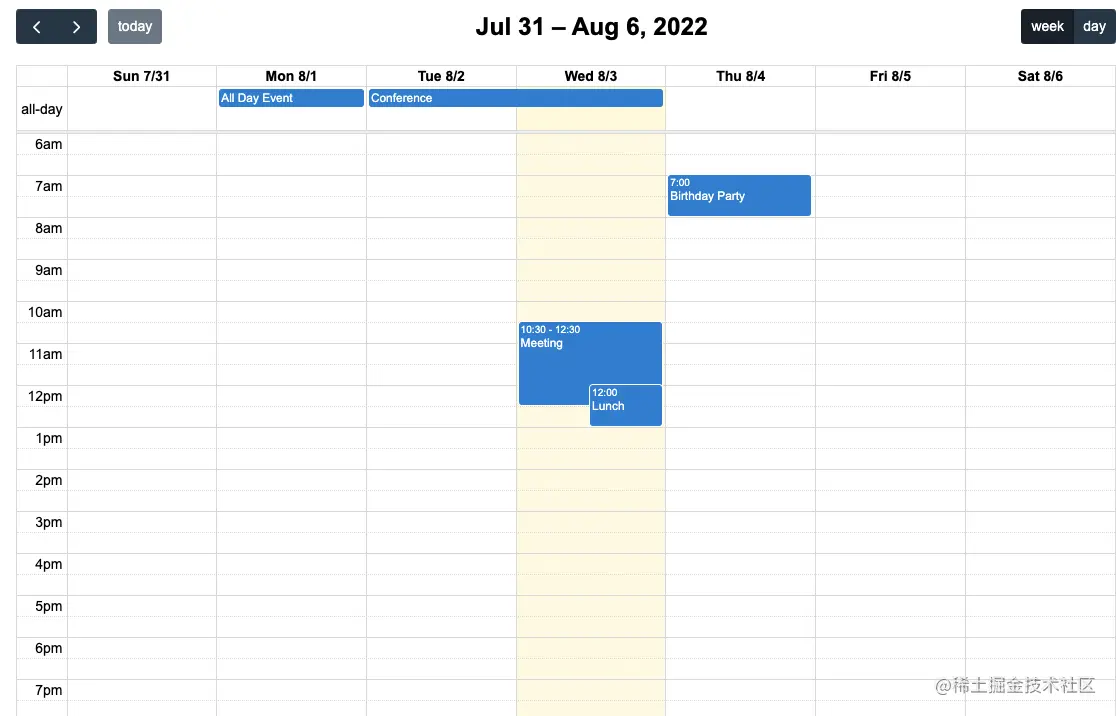 在 React 中构建月、周和日日历视图-FullCalendar在本文中，我们将介绍如何借助FullCalendar - 掘金
