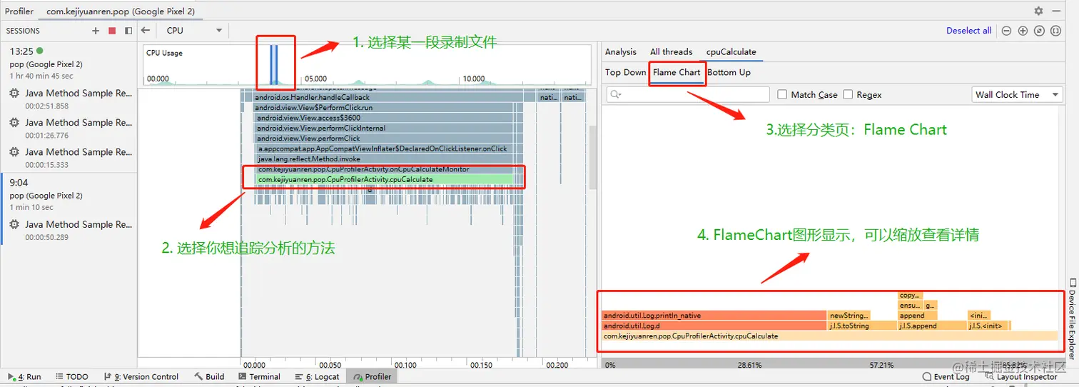 cpu-profiler flame chart分析图