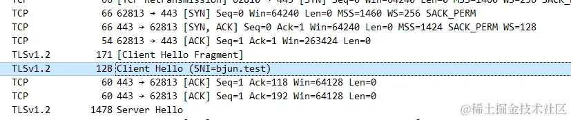 TLSHELLO 分片 tshark抓包转存失败，建议直接上传图片文件
