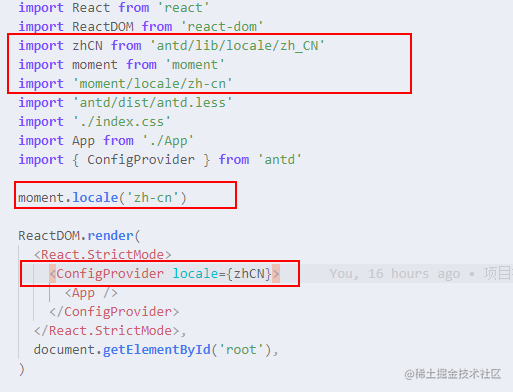 The ANTD date component datepicker sets the Month and week in Chinese ...