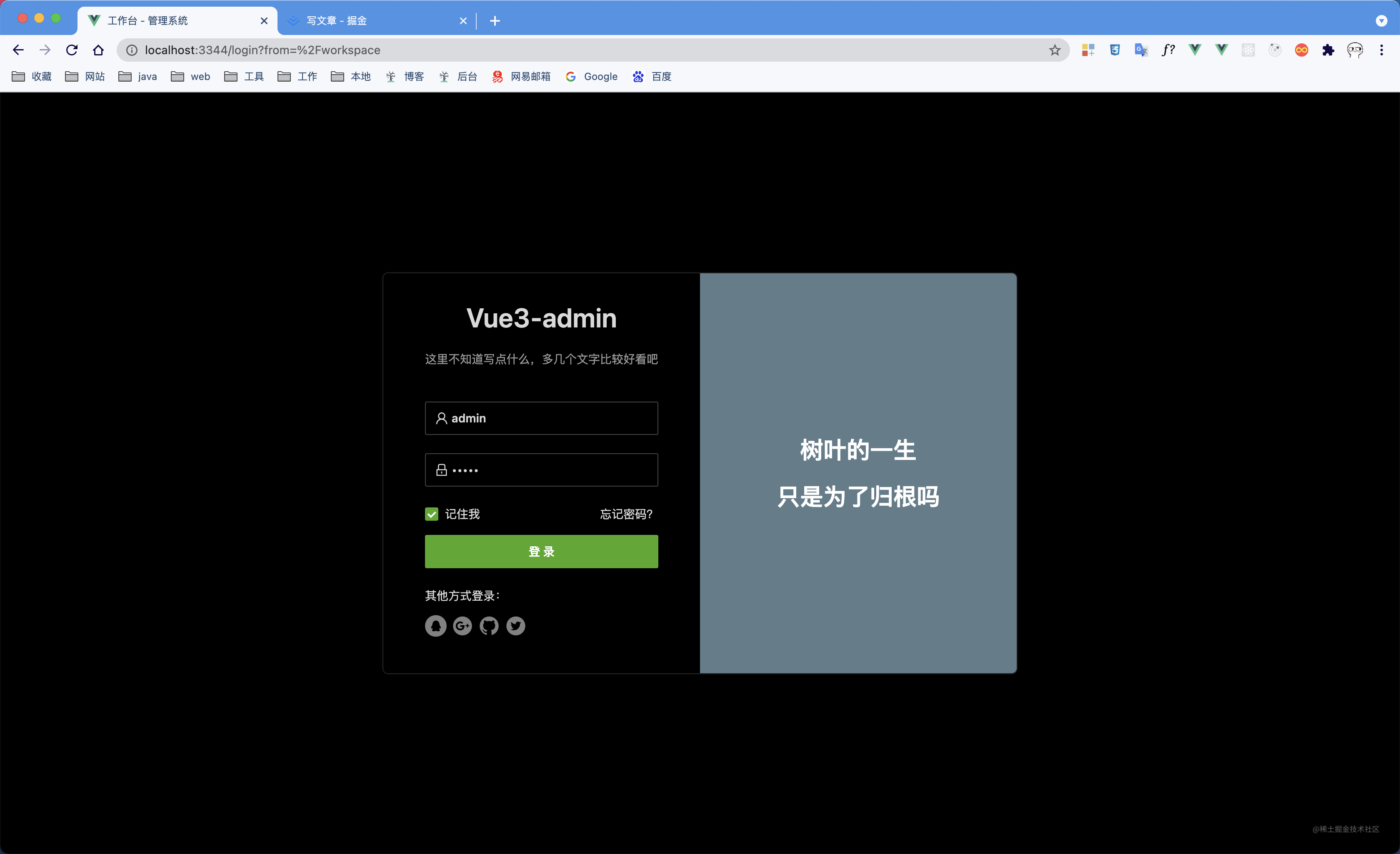 vue3-admin在线预览:传送门在页面的下拉菜单切换主题,目前只准备了