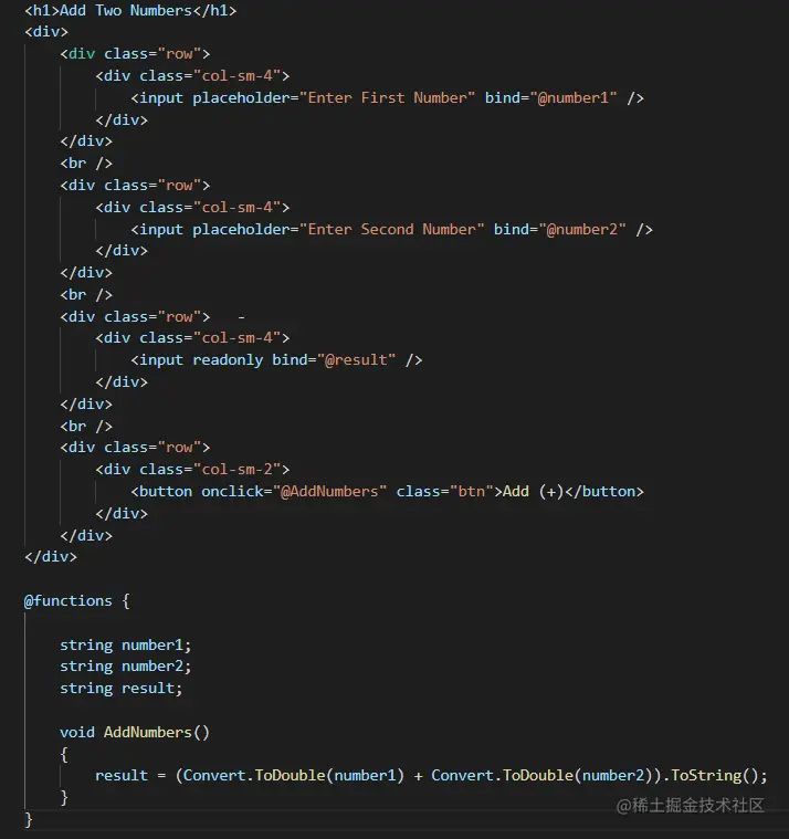 Screenshot by Auther: Sample Blazor Code