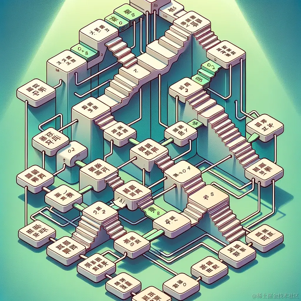 DALL·E 2023-10-14 20.01.05 - photo illustration showing the flowchart of Dijkstra's algorithm with steps labeled in Chinese.png
