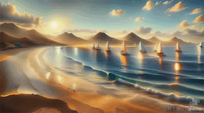 a_painting of a beach with.gif